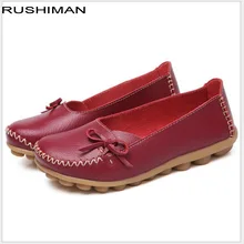 RUSHIMAN/Женская обувь из натуральной кожи на плоской подошве; коллекция года; сезон весна; модная мягкая повседневная обувь на плоской подошве со шнуровкой; нескользящая Уличная обувь в горошек; большой размер