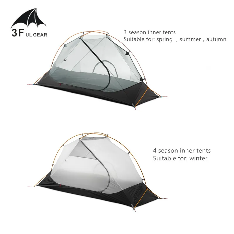 Günstige 3F UL GEAR Outdoor Ultraleicht Camping Zelt 3 4 Saison 1 Einzigen Person 15D Nylon Silicon Zelt Barracas Para Camping