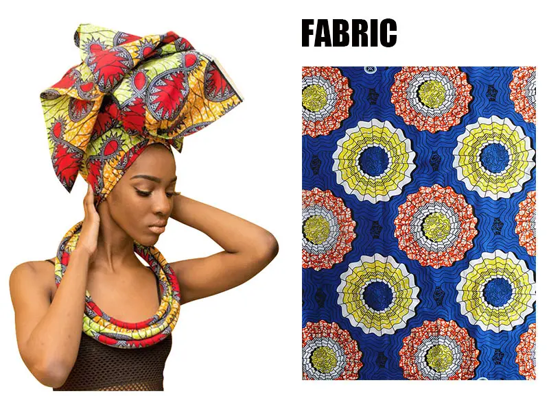 Африканский женский головной платок+ ожерелье цветной головной платок хлопок восковой печати шарф большой размер Африка бандана ручной работы ожерелье WYB20 - Цвет: 06
