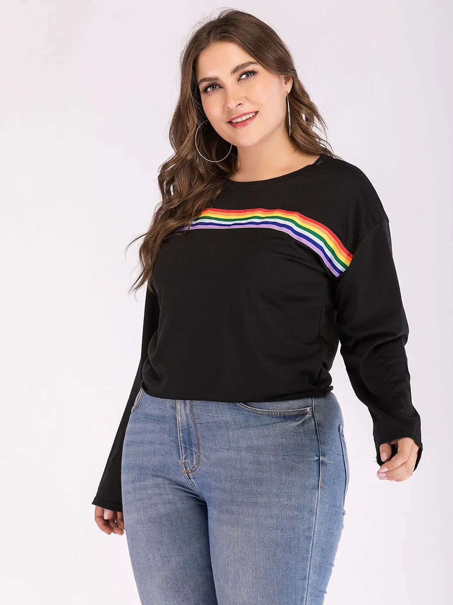 women rainbow striped shirt
