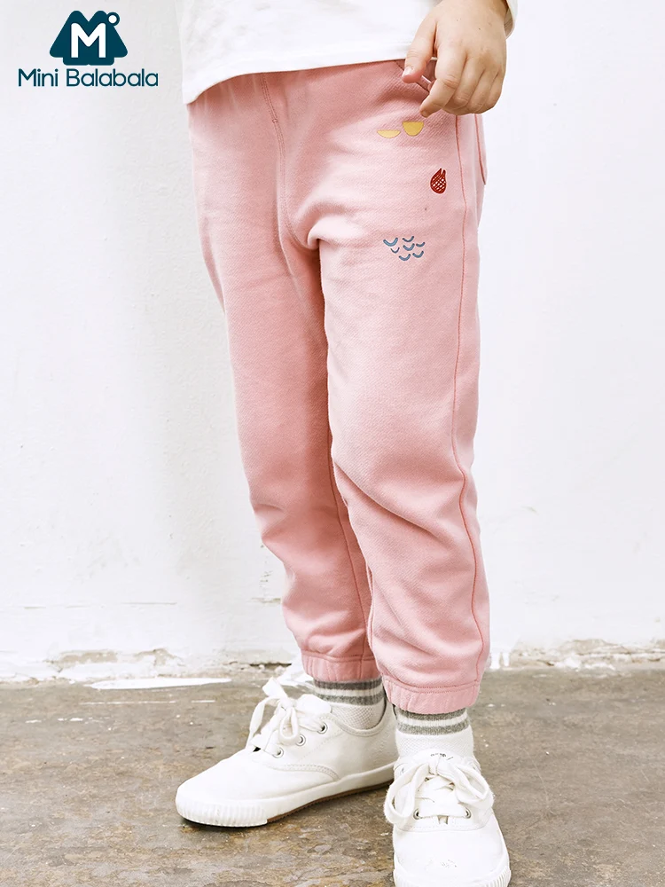 

Mini Balabala Toddler Girls 100% Cotton Sweatpants Pull On Pants Joggers Elastic Waist Children Kids Girls Autumn Pants Trousers