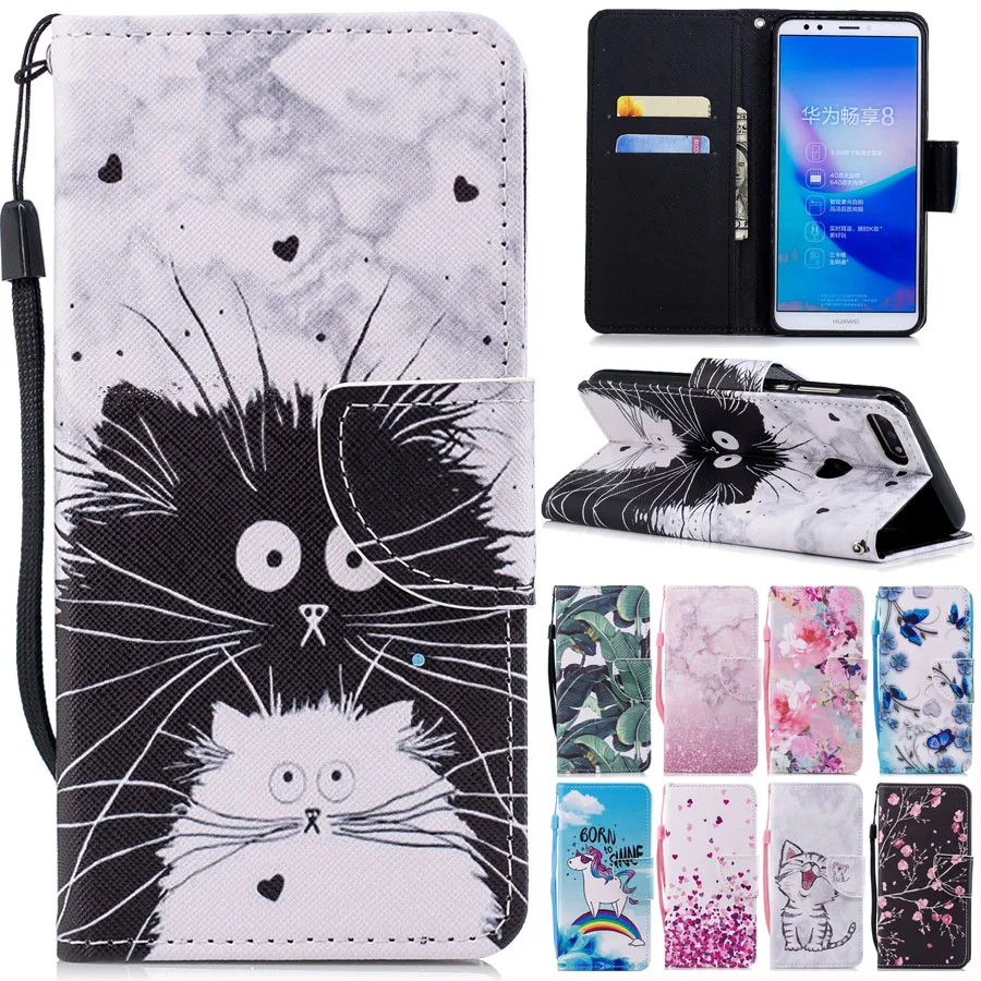 

Honor 7A Pro Leather Case on for Coque Huawei Honor 7A Pro 5.7" Covers for Huawei Y6 Prime 2018 Covers Wallet Stand Phone Cases