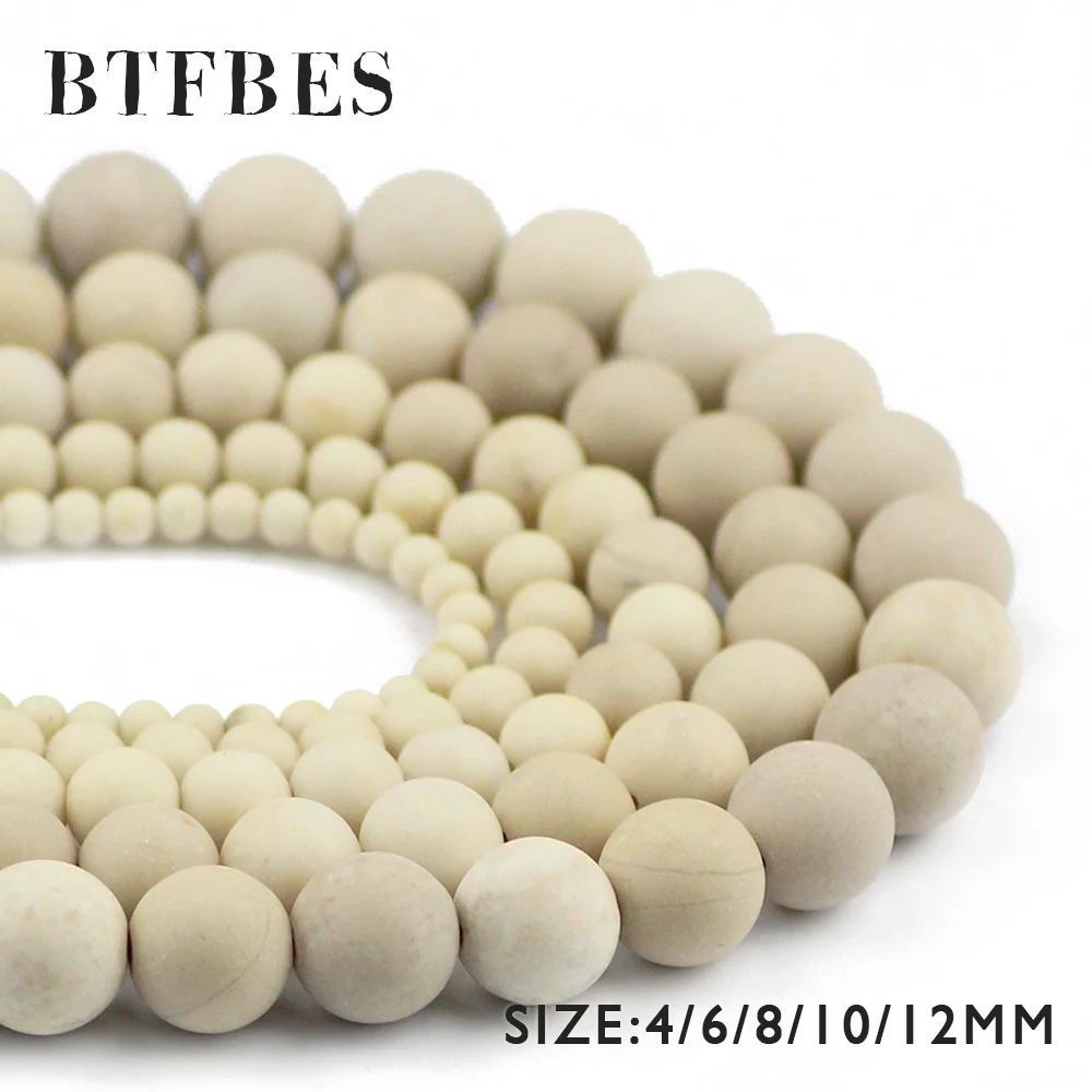 Матовые натуральные древние ископаемые камни BTFBES рисовые белые круглые бусины