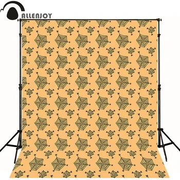 

Allenjoy Photographic backdrop Repeat orange cartoon spider web Halloween Lovely Cartoon Photocall background photography studio