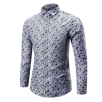 Leappls/повседневные рубашки для мужчин; большие размеры; M-4XL 5XL; модные рубашки с длинными рукавами и цветочным узором; Умные повседневные рубашки для мужчин; camisa social masculina - Цвет: C31