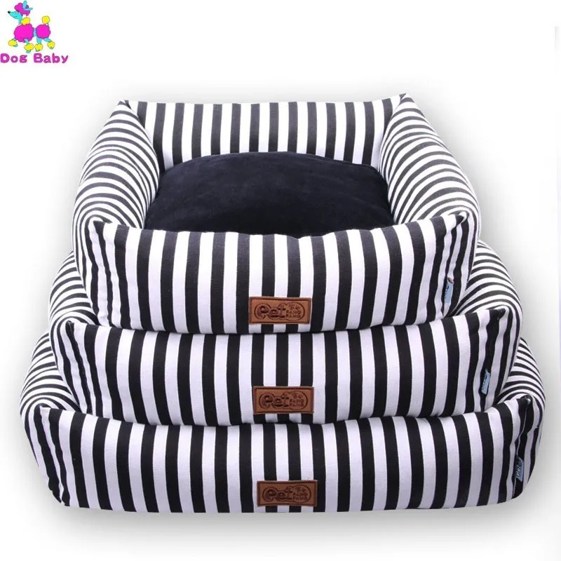 

Striped Pet Mat Fashion Dog Bed House Breathable Cotton Soft Cat Kennel Nest Dog Square Bed for Small Medium Dog