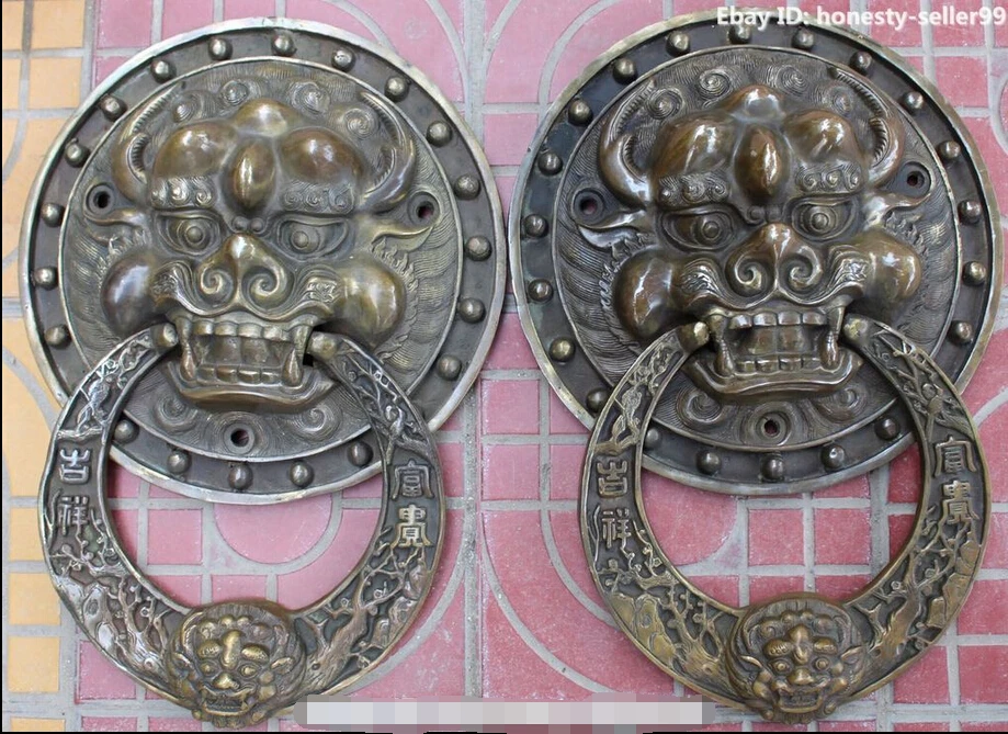 

xd 002433 Details about Chinese Fengshui Bronze 2 Bird Lion Head Winged Garuda Bird Head Pair Statue