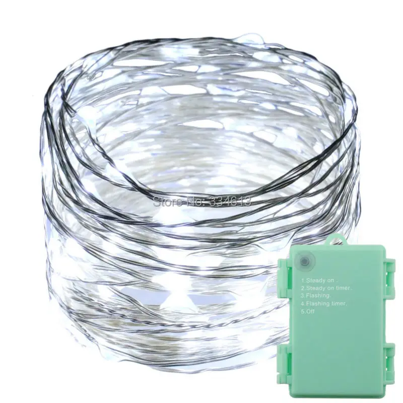 

6AA Battery Powered 10M 100LED Waterproof LED Fairy String Lights, Silver Wire Christmas Wedding Party Timer Flash Lights