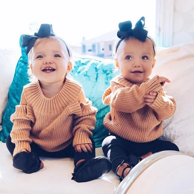 

2019 New Family Matching Clothes Family Look Mom Baby Girl Off Shoulder Long Sleeve Knitwear Sweater Matching Mother Daughter
