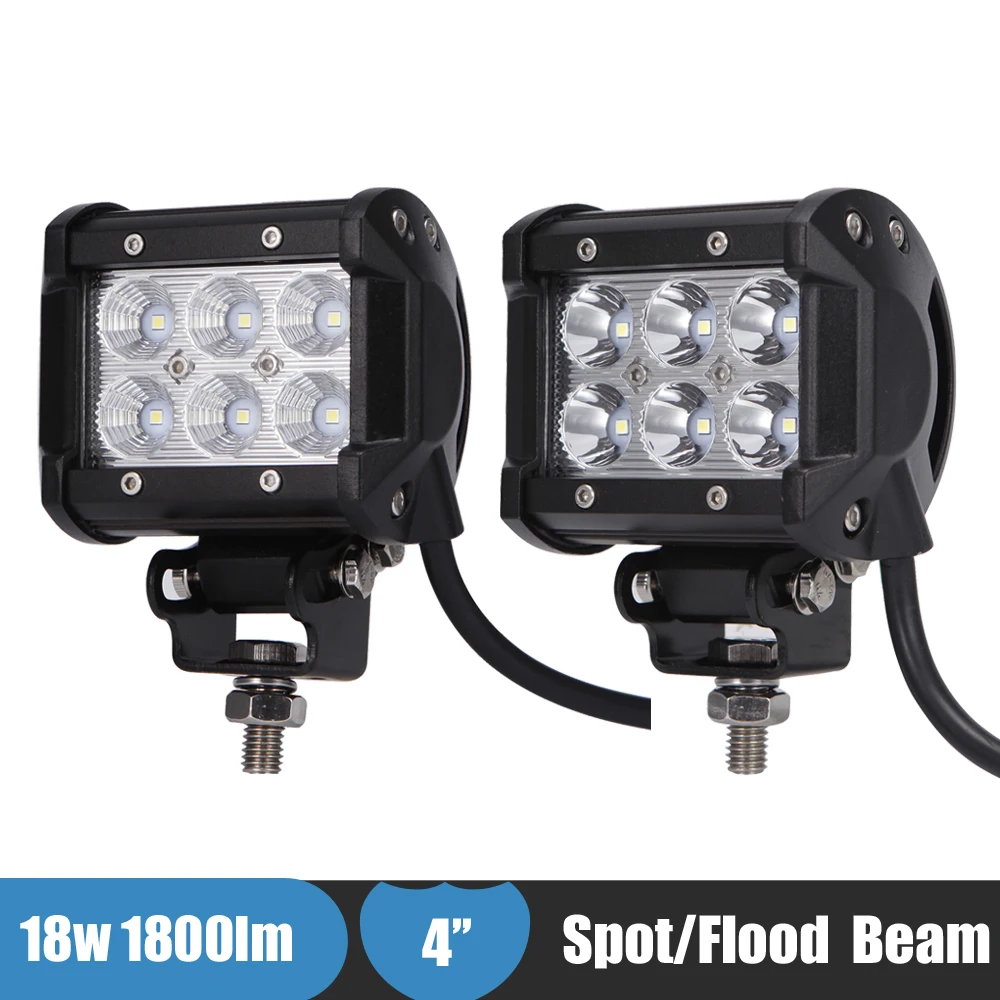 18w 4'' LED Work Light Spot Flood Driving Fog Lamp 4x4 Off Road Led