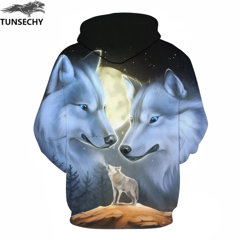 Tunsechy حار بيع ماركة وولف مطبوعة هوديس الرجال 3d البلوز جودة زائد حجم السترة الجدة S-3XL الذكور مقنعين سترة