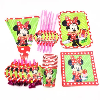 

72pcs/pack Minnie Mouse theme disposable napkins Minnie Mouse disposable cups plates kids birthday party decorations