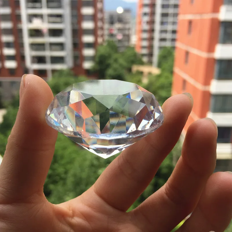 40 мм Прозрачный кристаллический алмаз пресс-папье стекло фэншуй ремесла украшения для дома свадебный Декор вечерние сувениры - Цвет: Прозрачный