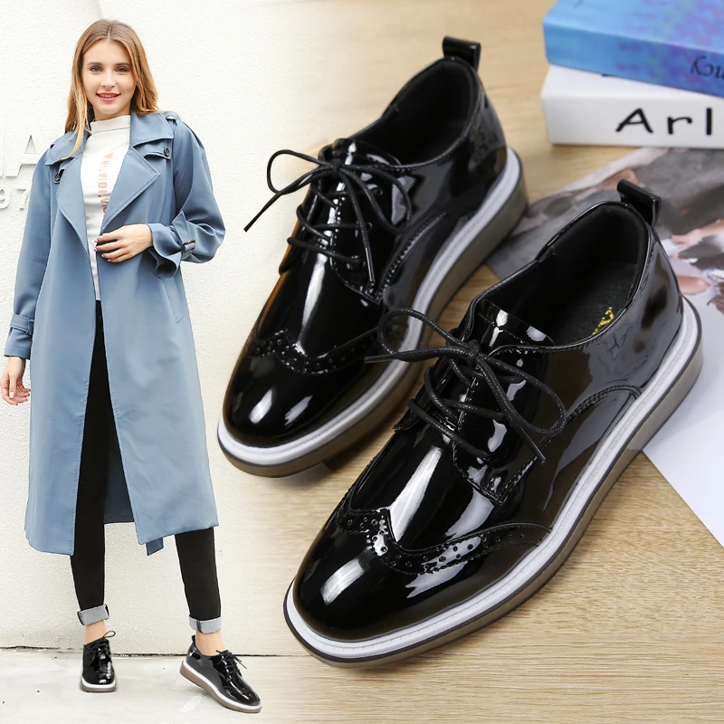 womens flat black patent shoes