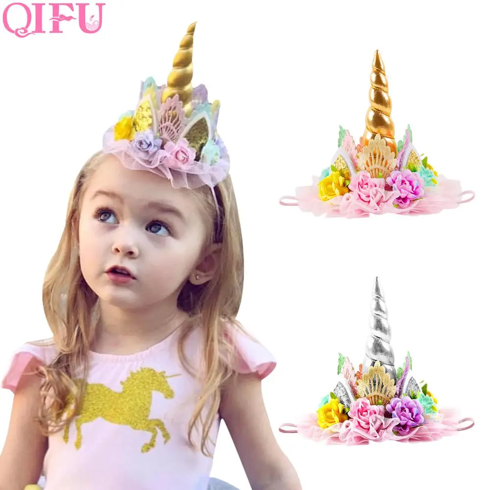QIFU 1 шт. Золотая Корона украшения для дня рождения детская кружевная Цветочная