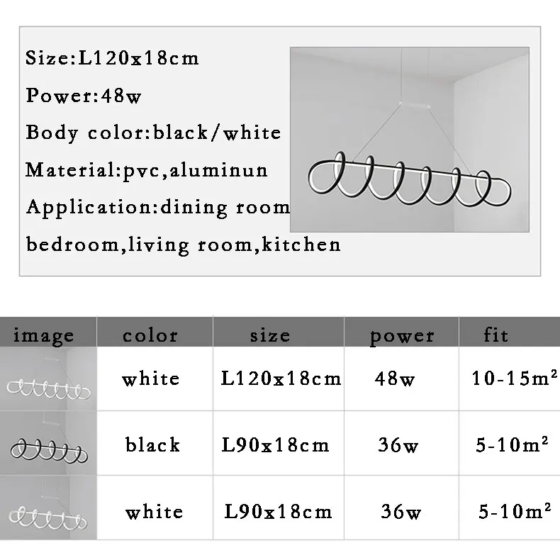 Luzes para Sala de Estar Sala de Jantar Novo Estilo Preto Branco Moderno Led Pingente Acrílico Lâmpadas Casa Design Ac110v 220 v - 10 luzes para sala de estar sala de