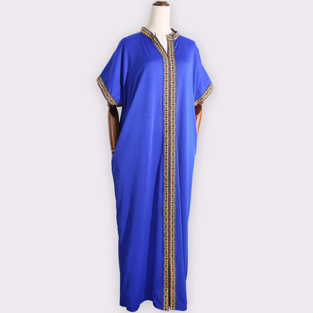 Африканские платья для женщин традиционное Африканское длинное платье Базен Африка одежда вышивка Дашики платье для леди - Цвет: Синий