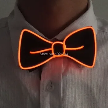 

High grade Neon glow light up Product EL Wire Bow Tie with DC-3V Sound activated Inverter foe Halloween Glowing Party Decoration