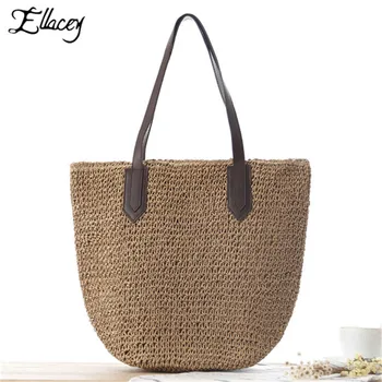

New Women Summer Straw Beach Bag Tote Bags Large Capacity Ladies Hand Bags Holiday Beach Travel Hand Made Rattan Bags