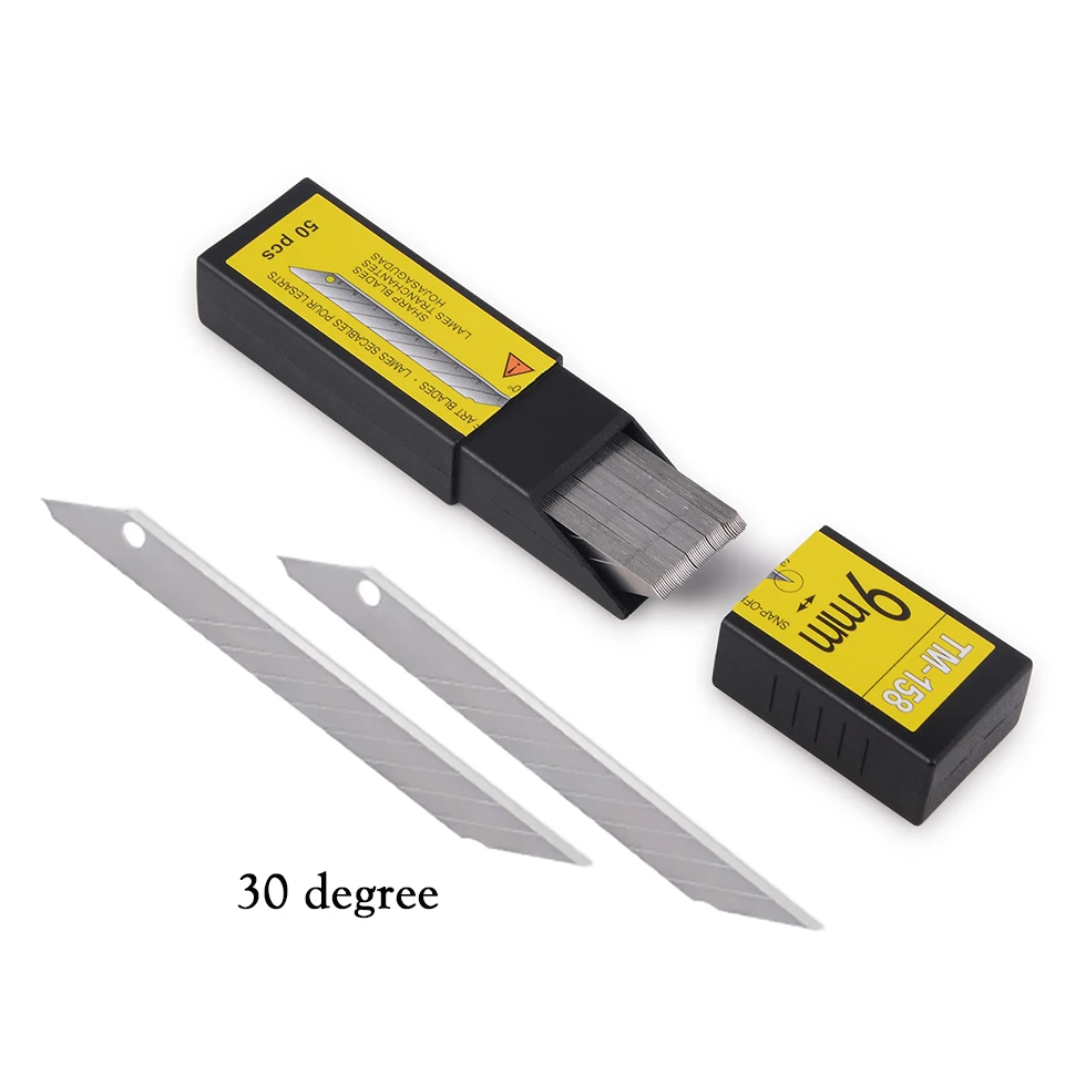 EHDIS 50 шт. виниловая пленка режущие лезвия 30 градусов 9 мм углеродистая сталь оснастки лезвия для ножей Автомобиля Обертывание утилита сменные лезвия для ножа