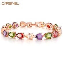 CARSINEL роскошный браслет в форме капли воды цвета розового золота для женщин Мода AAA CZ Циркон Браслеты Ювелирные изделия BR0128