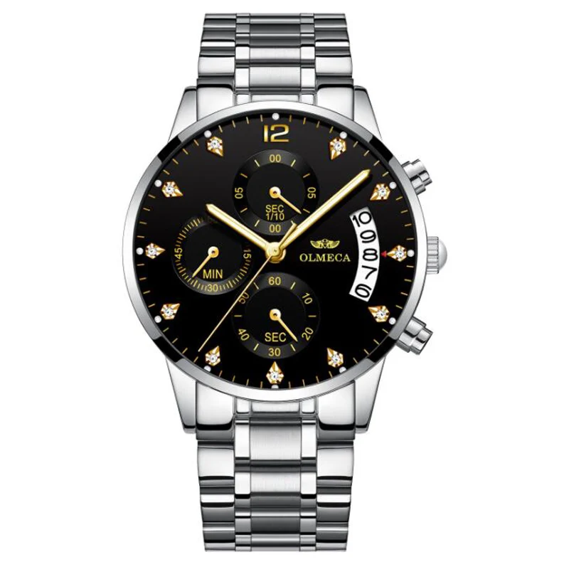 OLMECA мужские деловые часы Топ бренд класса люкс часы с хронографом полностью стальные синие золотые повседневные кварцевые часы Relogio Masculino - Цвет: 09