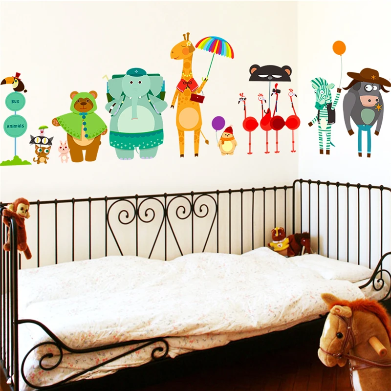 Lovely Animals Wall Decals Kids Room Decorative Stickers Diy Cartoon
