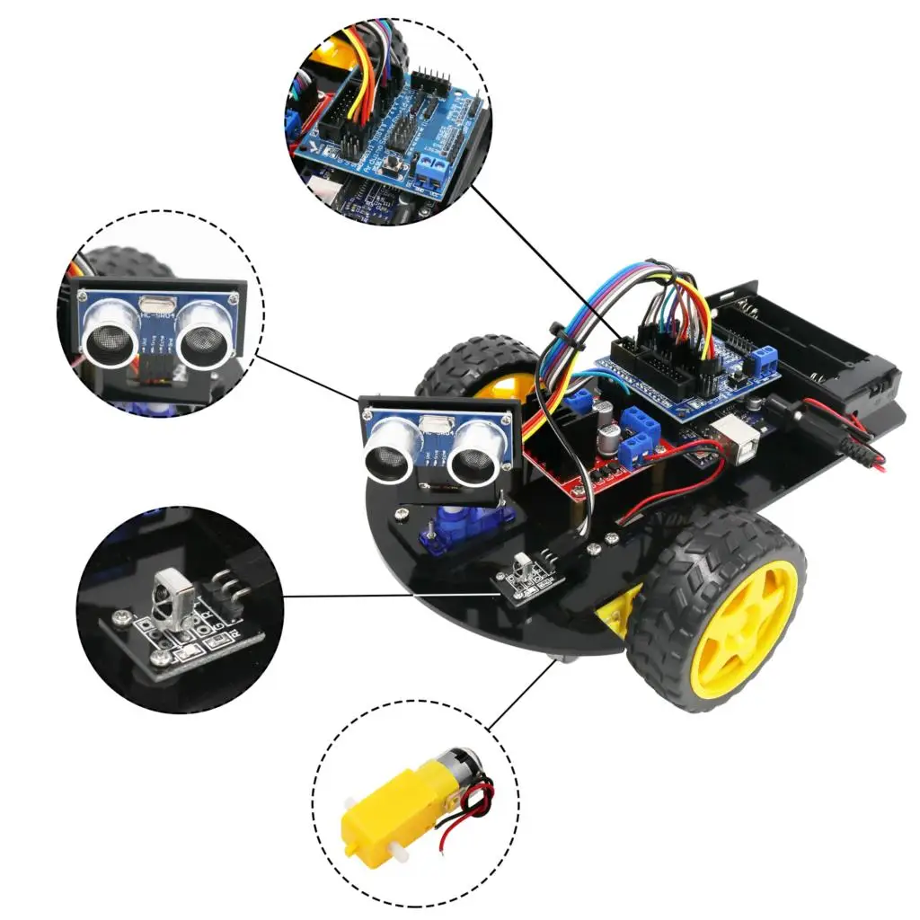 Умный робот автомобиль 2WD шасси комплект с учебником для Arduino для UNO