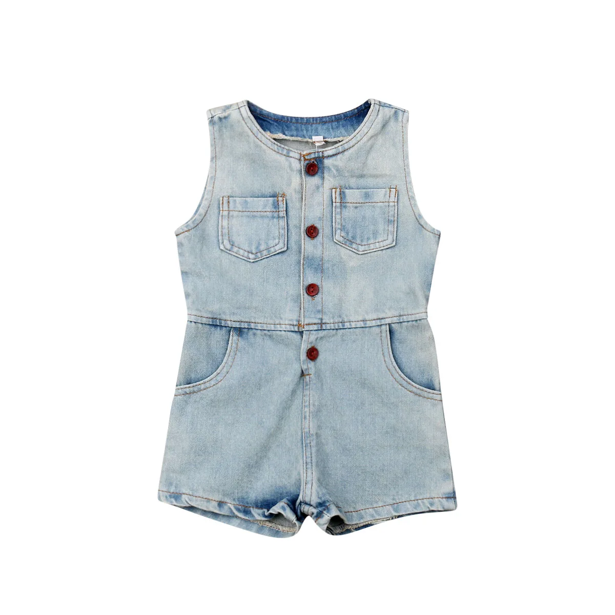 

New Toddler Kids Baby Girls Denim Bodysuit Jumpsuit Playsuit Outfits