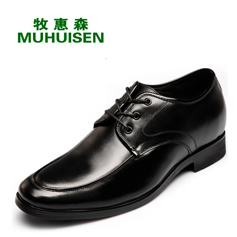 

Muhuisen Men`s Dress Shoes Genuine Leather Men Shoes With Fashion Pointed Toe Male Dress Shoes Gentleman leather shoes