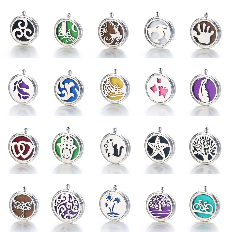 

20 styles pattern Magnetic Aromatherapy Diffuser Necklace Jewelry Perfume Locket Pendant Essential Oil Scent Locket Necklace