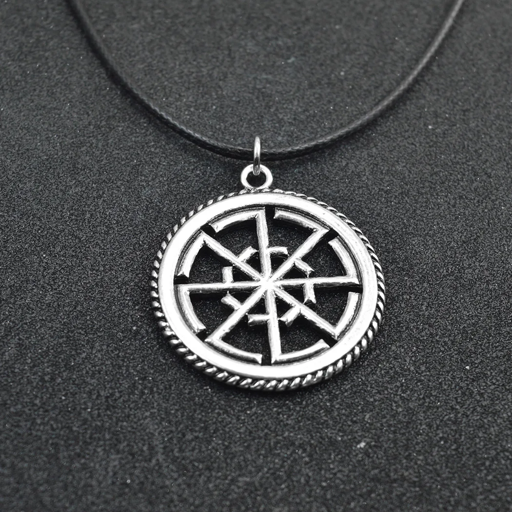 

Slavic Kolovrat Slavonic Znic Alloy Pendant Solstice Sunwheel Rope Amulet Necklace Ethnic Religious Necklace & Pendant