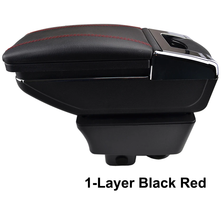 Xukey центральный подлокотник для Skoda Fabia 2 2008-2013 консоль Центр черный ящик для хранения автомобиля Стайлинг пепельница 2010 2011 - Название цвета: 1-Layer Black Red