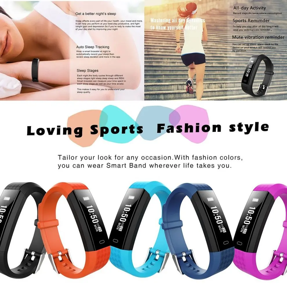 

5 Sports Smart Wristband Heart Rate Monitor Waterproof Sports Smart Band Fitness Tracker For iOS For Android Smart Wrist Watch