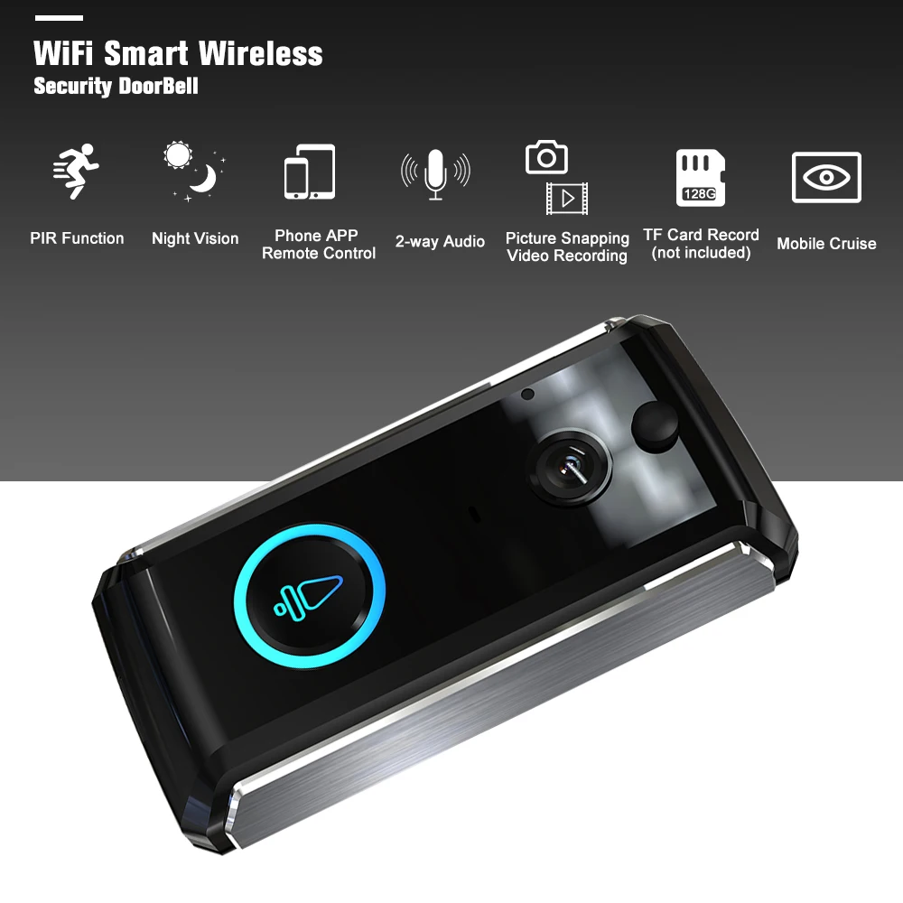 

Wireless Video Doorbell Camera WIFI 1080P IR Night Vision PIR Motion Detection Doorbell Home Security Camera