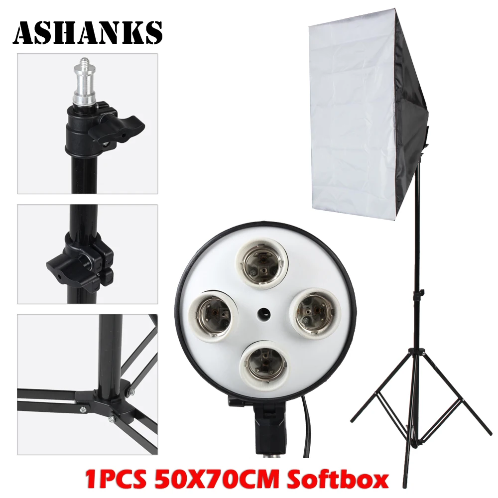ASHANKS Photography Softbox with Tripod Light Stand 4 Socket Head 50 x