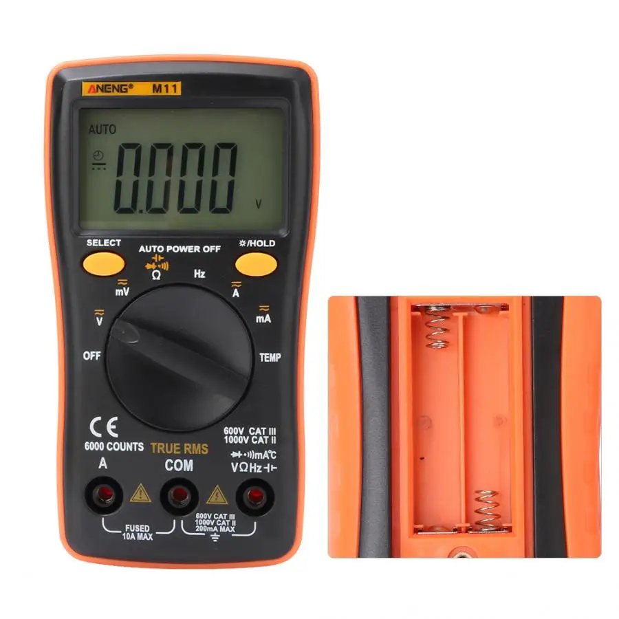 ANENG M11 оранжевый дисплей Цифровой мультиметр 6000 отсчетов с 1 Набор комбинированных линий Электрический инструмент