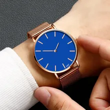 Cassic стильные часы Мужские Простые синие весы циферблат Модные кварцевые наручные часы мужские розовое золото сетка ремень часы Montre Homme@ 50