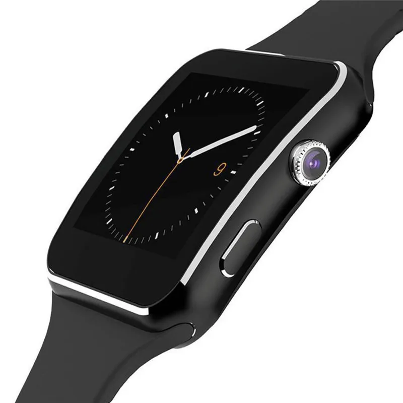Шагомер X6 Смарт часы камера Сенсорный экран Подключение часы Поддержка SIM TF карта Bluetooth трекер умные часы для iPhone Android - Цвет: Черный