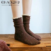 Кружевные носки женские японские галстук окрашенная пряжа толстые вязаные носки осень/зима Ретро Национальный литературный ворс носки леди Богемия