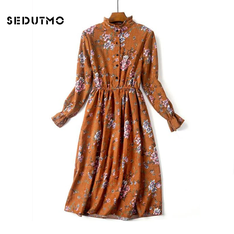 

SEDUTMO Autumn Velvet Dress Women Tunic Shirt Dresses Sexy Winter Flower Vintage Fashion Warm Long Sleeve Party Dress ED015