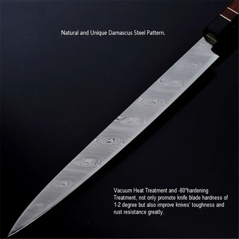 30cm Top Swedish Powder Sushi Sashimi Knife Salmon Fish Fillet knife Japanese Sakai Damascus RWL34 Rattan handle kitchen knife 1