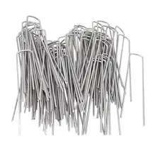 Garden Pegs 100 pcs 3.0mm x 150mm/0.12 inch x 6 inch Galvanized Landscape Ground Staples, Rust Resistant Steel Sod Lawn U Pins