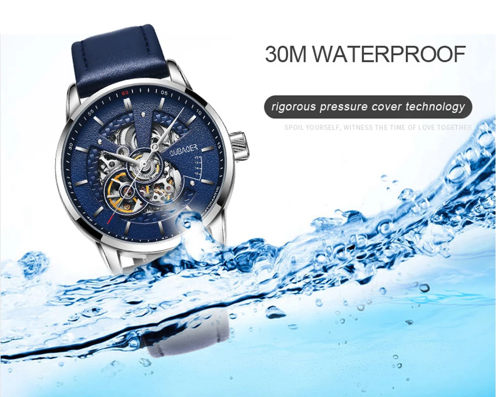 OUBAOER الرجال ووتش الأعلى العلامة التجارية التلقائي الهيكل العظمي ساعات آلية جلدية العسكرية المعصم ساعة الرجال Relojes Masculino 2019