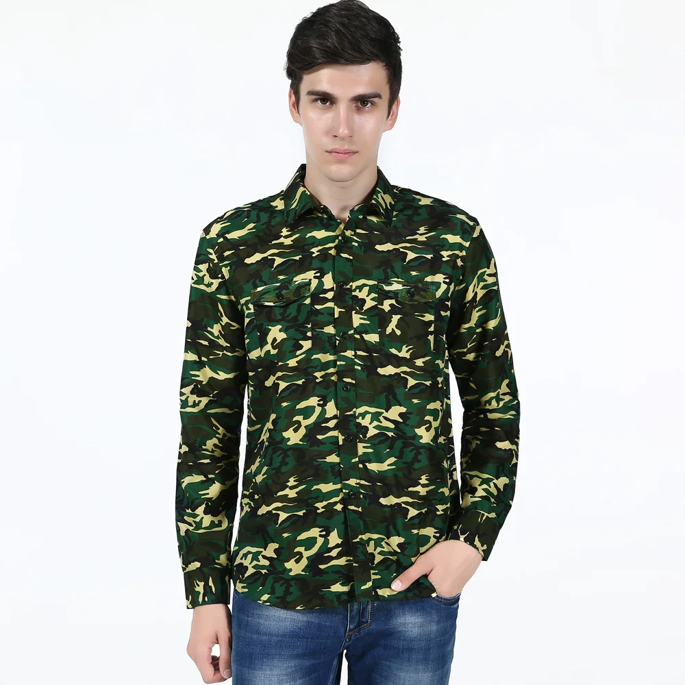 2017 camouflage shirt sleeved casual shirt factory direct 15 long sleeve men dress shirts dress