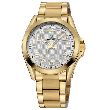 

Fashion Casual WEIDE Gold White Sport Watch Men Quartz Analog Display Full Steel Strap Watch Water Resistant Wristwatch Relogios