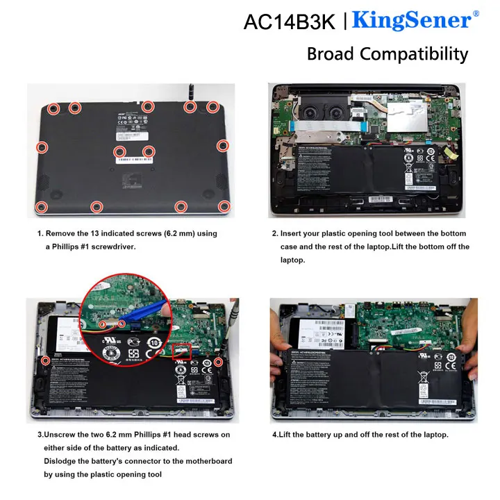 KingSener AC14B3K ноутбук Батарея для acer Aspire R5-571T R5-571TG S14 CB3-511 Swift 3 3S F314-51 R 11 R3-131T S14 15,2 V 3220 мА-ч