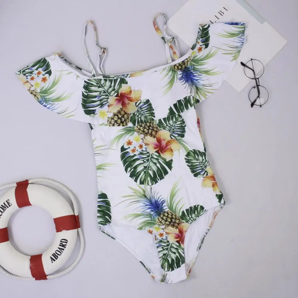

Summer Beach Female One Piece Swimsuit 2019 Swim Wear Print Bandage Monokini Swimwear Vintage Sexy Bathing Suit Women