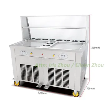 

Thailand rolled fried ice cream machine, double pan fry ice cream making machine, square pan fired ice cream machine
