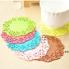 candly цвет зеленый силиконовый рамка с цветами coaster, 12 шт. в партии бытовые принадлежности, подставка под кружку